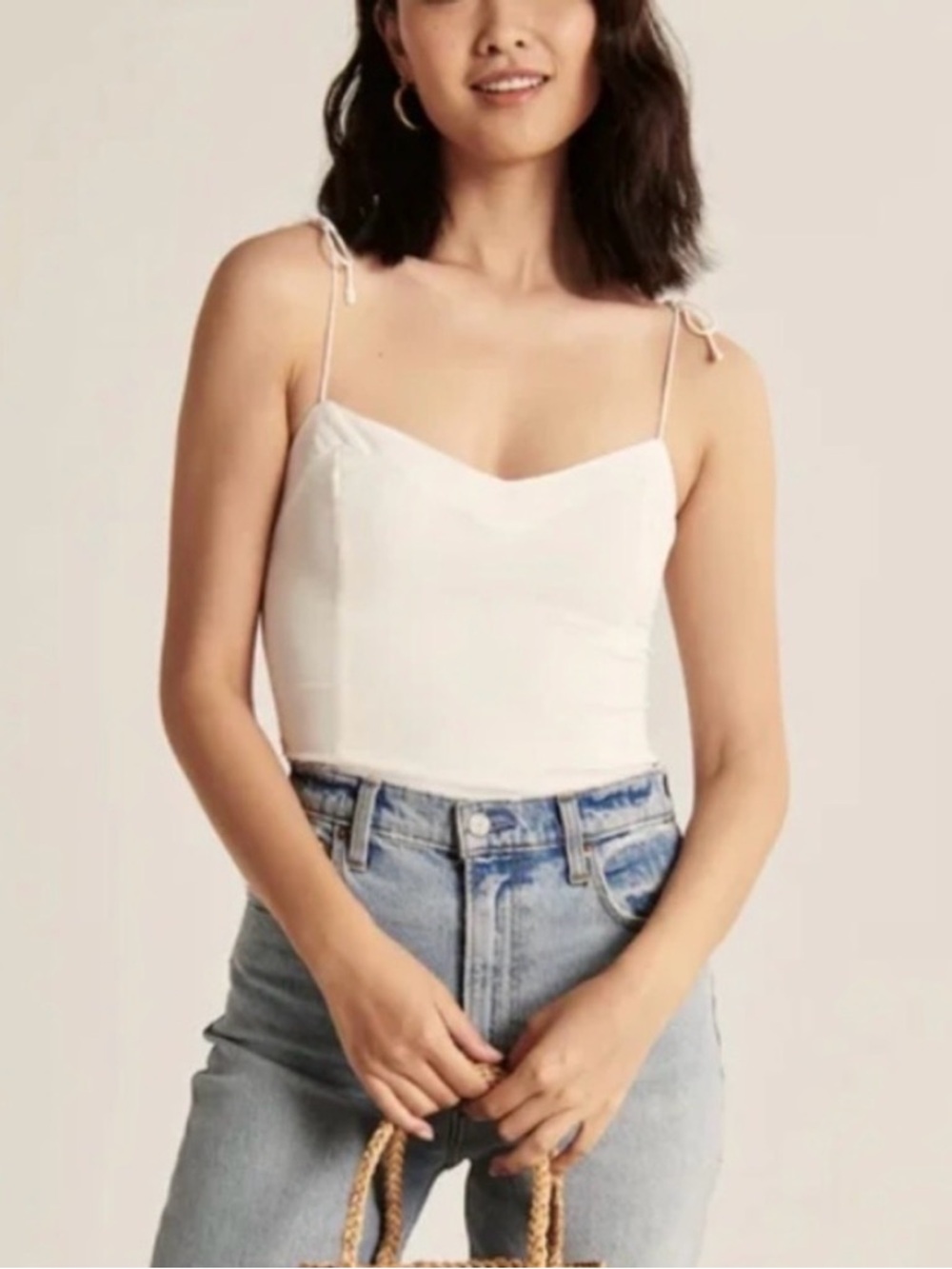 NWT Abercrombie & Fitch White Tie-Shoulder Tank